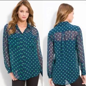 Equipment Femme 100% Silk Polka Dot Blouse Size Small